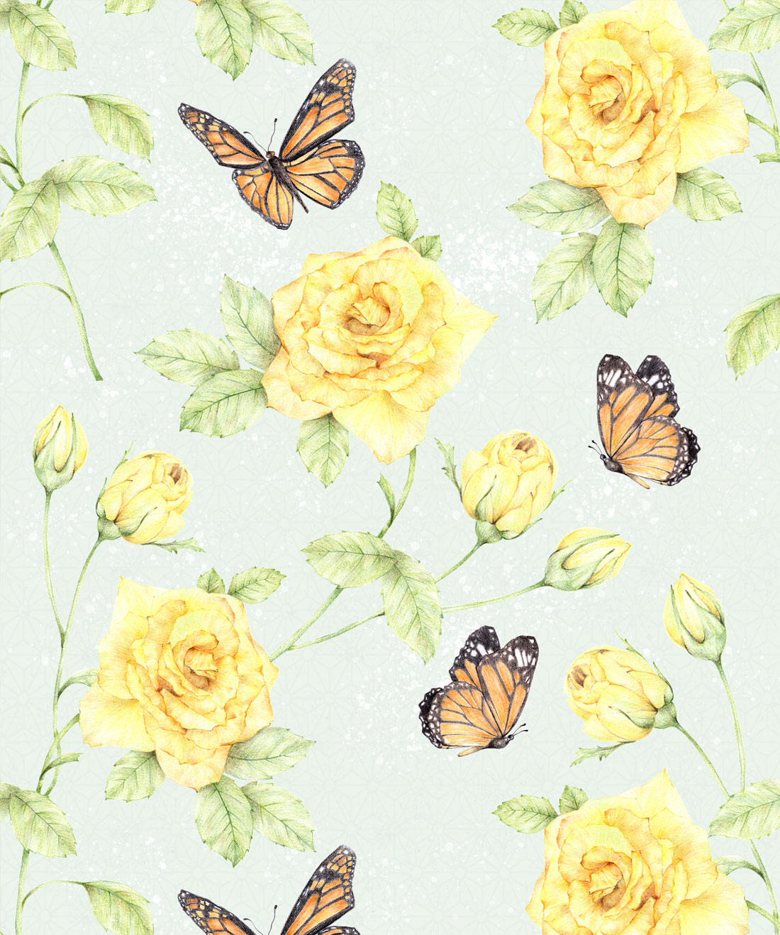 Yellow Roses And Butterflies - HD Wallpaper 