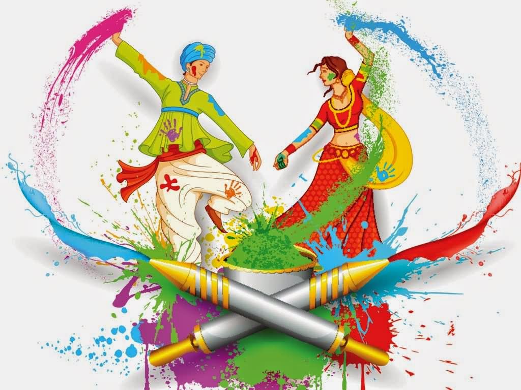 Happy Holi Boy And Girl Playing Holi Wallpaper - Holi Festival - HD Wallpaper 