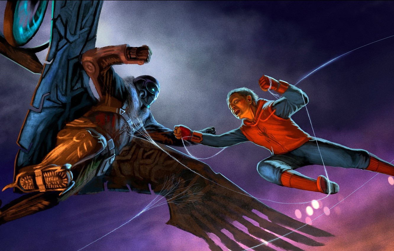 Photo Wallpaper Art, Spider Man, Peter Parker, Vulture, - Spiderman Vs Vulture Homecoming - HD Wallpaper 