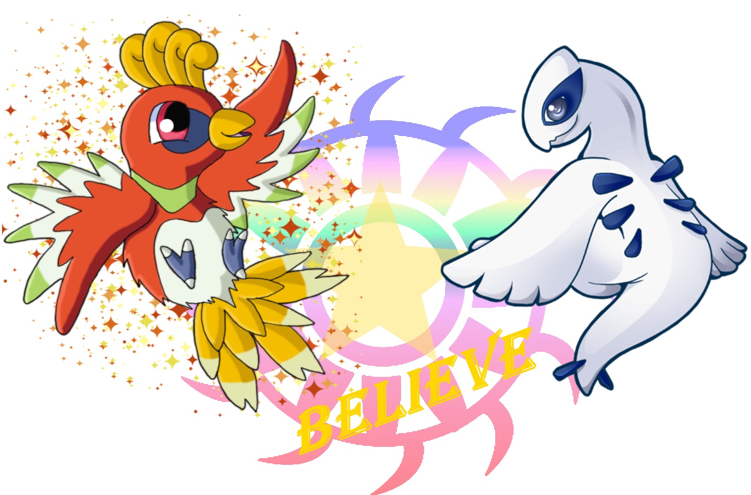 Cute Ho Oh Pokemon - HD Wallpaper 