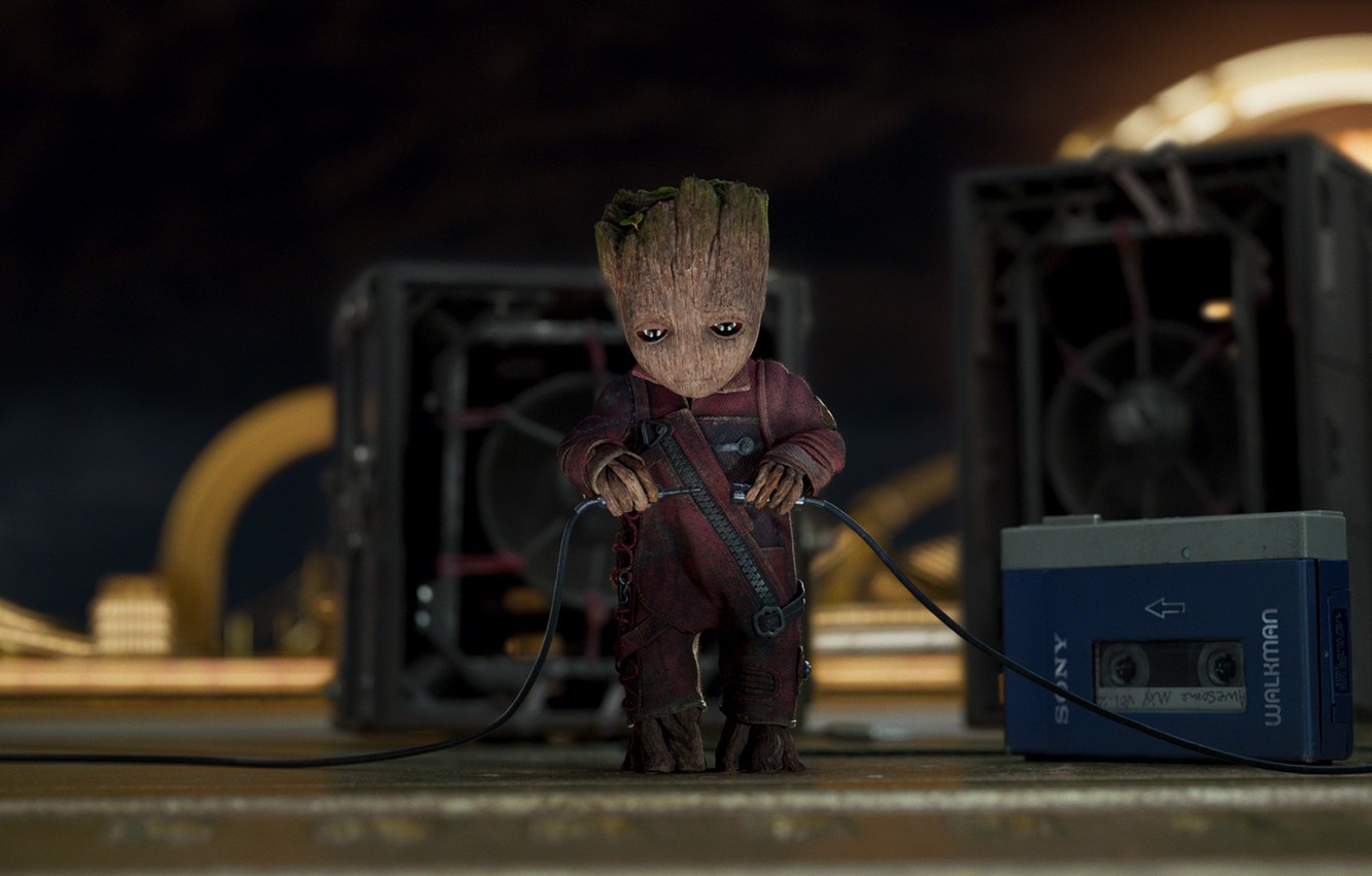 Photo Wallpaper Music, Sony, Alien, Vin Diesel, Walkman, - Guardians Of The Galaxy Groot Music - HD Wallpaper 