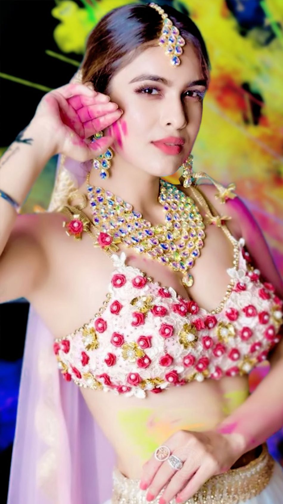 Neha Malik Holi Celebration 4k Ultra Hd Mobile Wallpaper - Neha Malik - HD Wallpaper 