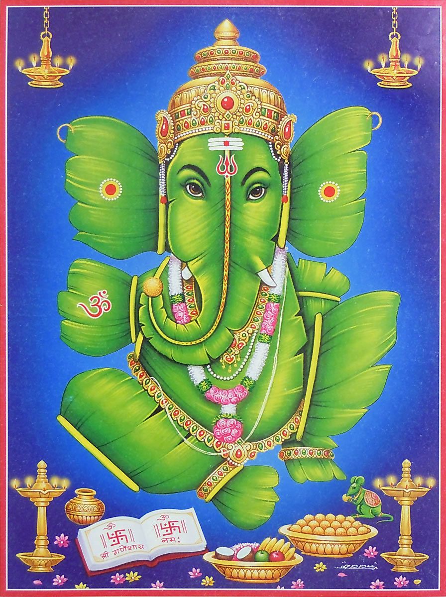 Ganesh Ji Of Banana Leaves - HD Wallpaper 