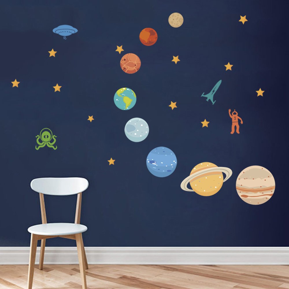 Decalmile Planets In The Space Wall Decals Solar System - Wall Sticker Planets - HD Wallpaper 