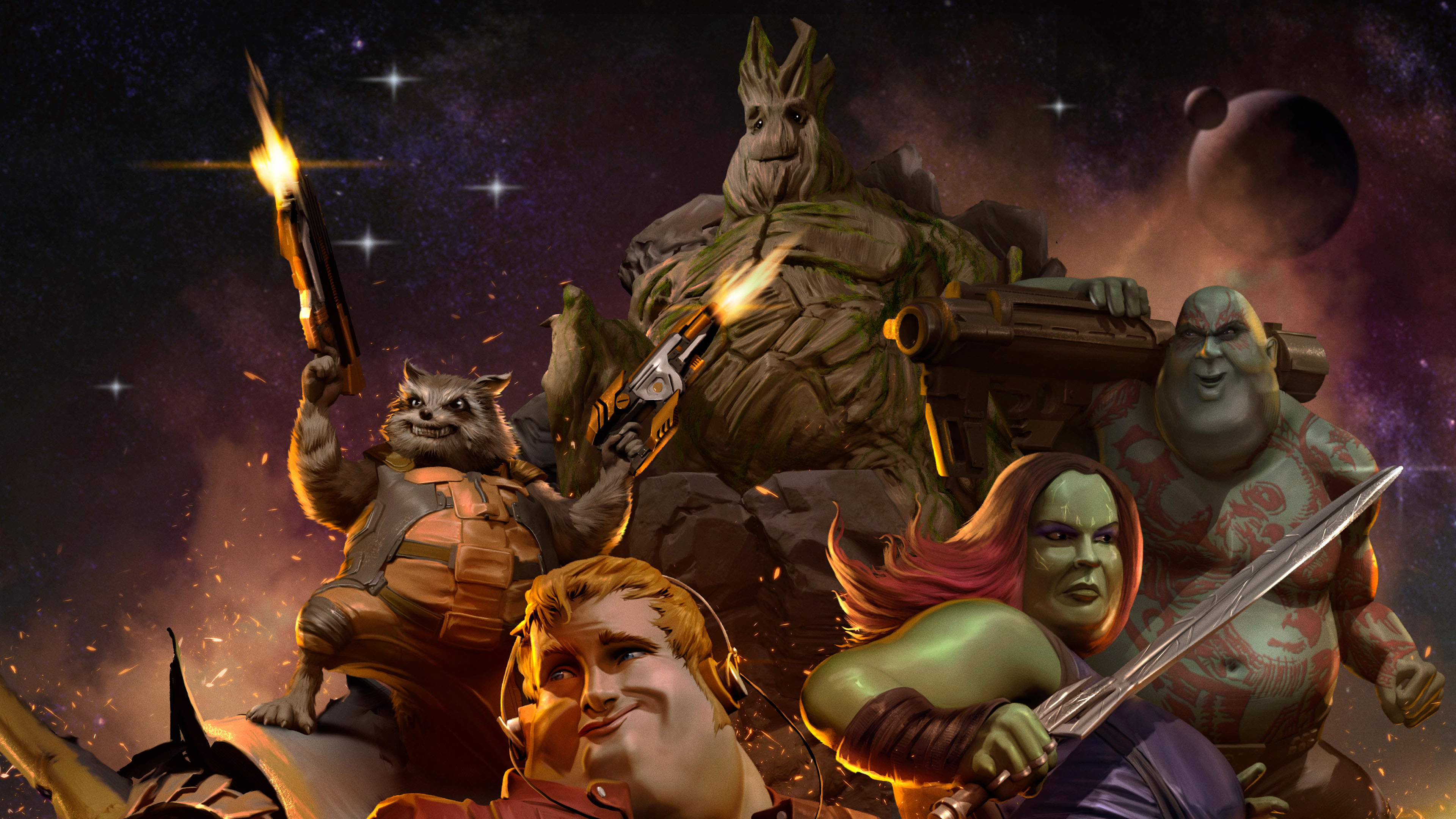 Fat Guardians Of The Galaxy - HD Wallpaper 