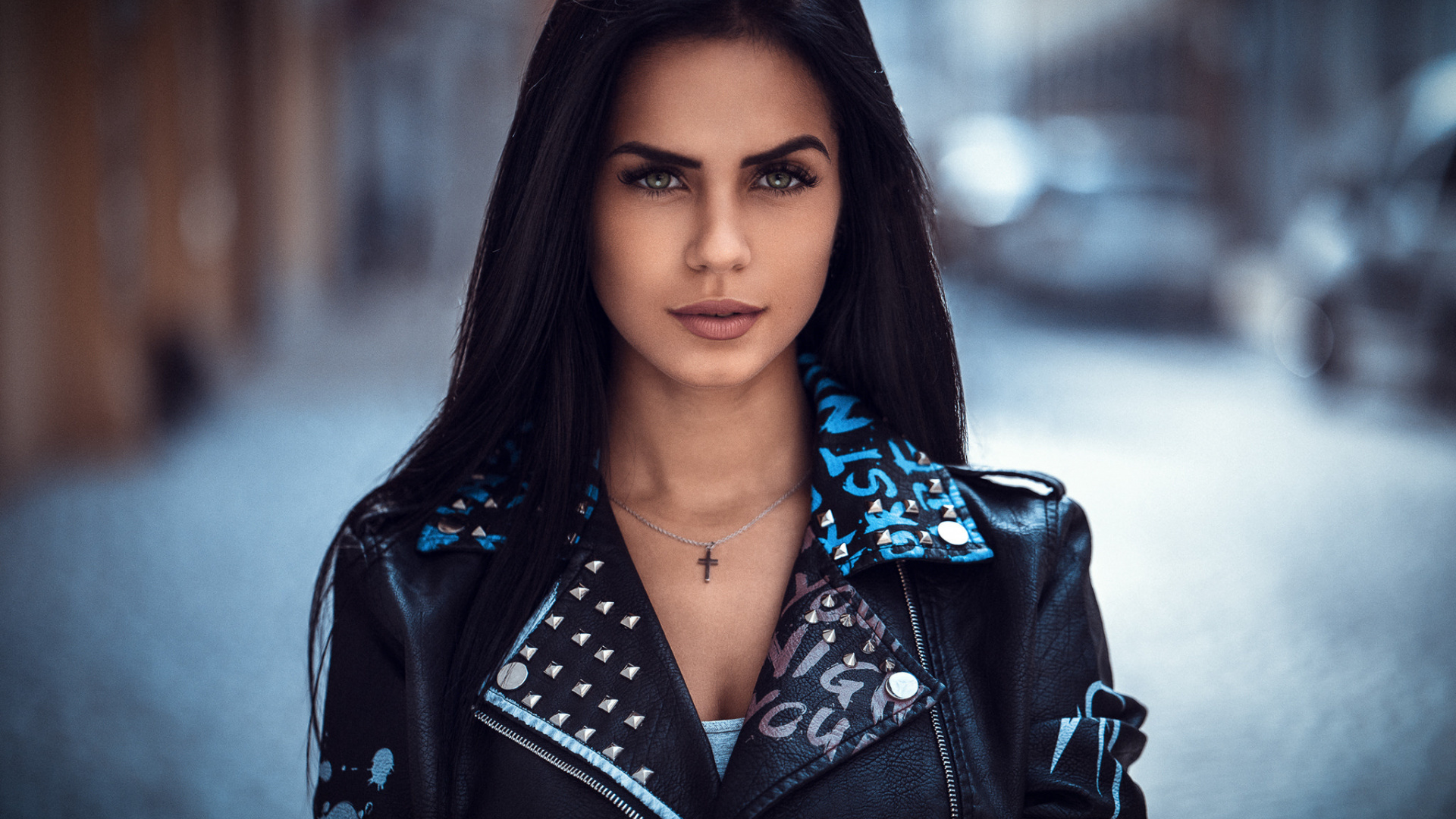 Leather Jacket, Beautiful, Girl Model, Brunette, Wallpaper - Marlen Valderrama - HD Wallpaper 