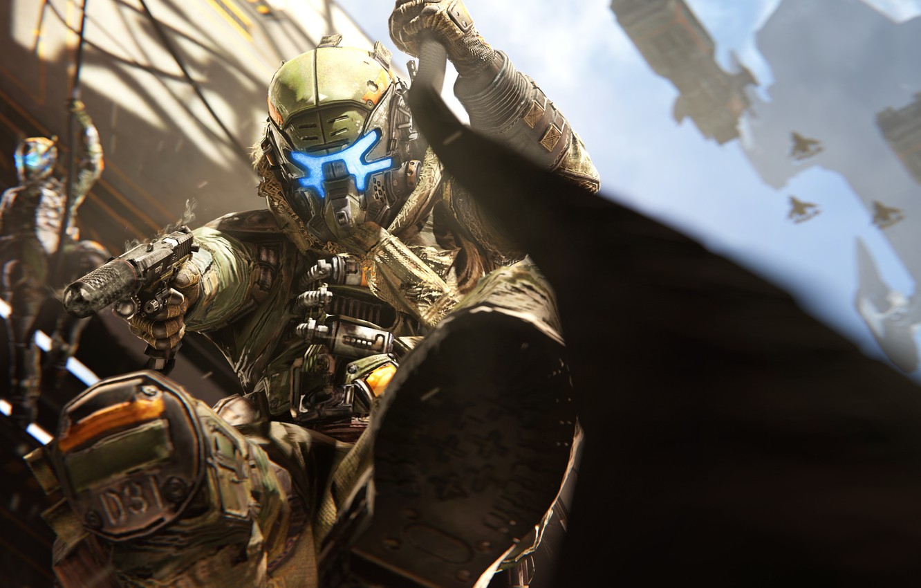 Photo Wallpaper Gun, Attack, Helmet, The Cable, Pilot, - Titanfall 2 Pilot Helmet - HD Wallpaper 