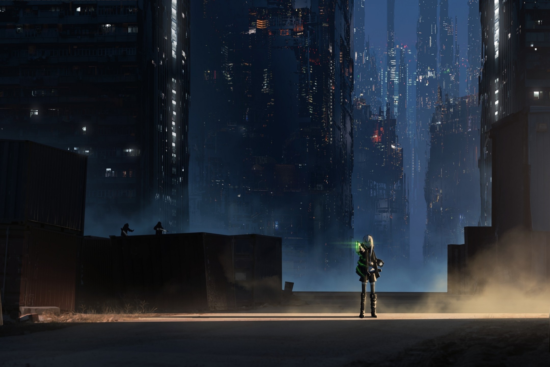 Anime Girl, Sci-fi, Towers, Futuristic City, Light - Scifi - HD Wallpaper 