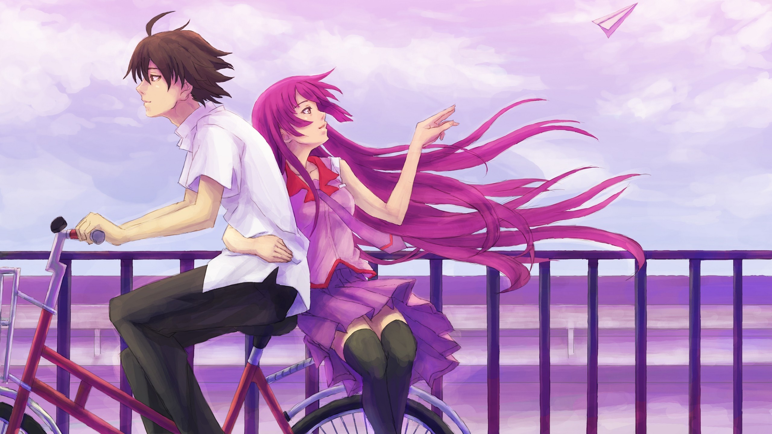 Wallpaper Boy, Girl, Walk, Bike, Motion 
 Data Src - Anime Girl And Boy On Bike - HD Wallpaper 