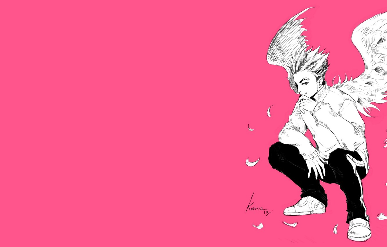 Photo Wallpaper Angel, Feathers, Guy, Volleyball, Haikyuu - Illustration - HD Wallpaper 