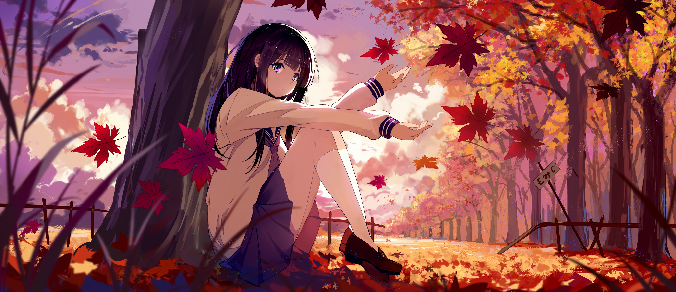 Anime Girls In Fall - HD Wallpaper 