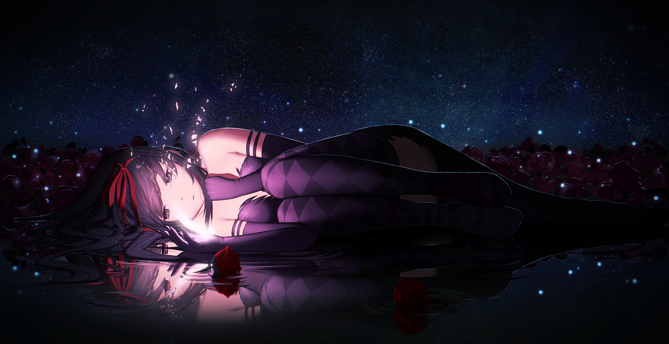 Girl In Purple Akemi Homura - HD Wallpaper 