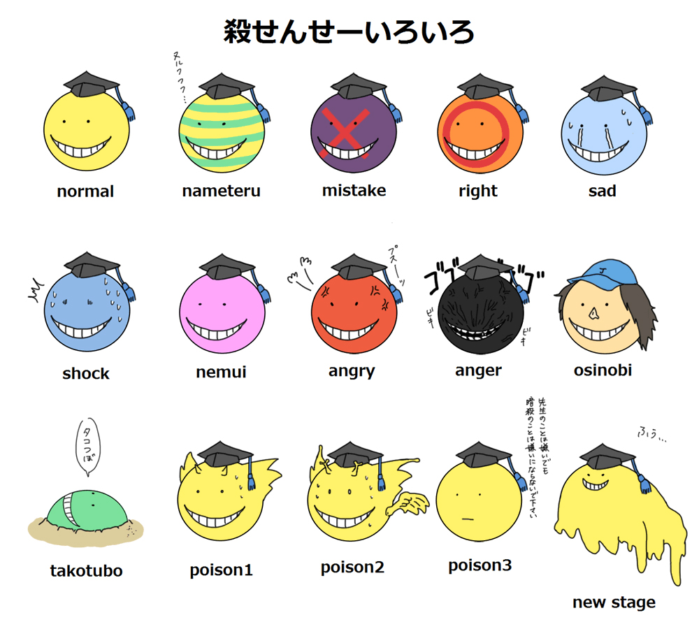 Assassination Classroom Koro Sensei Faces - HD Wallpaper 