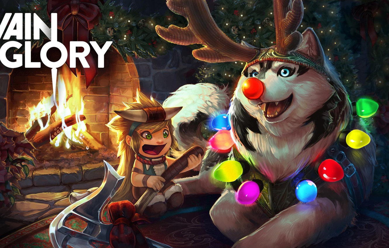 Photo Wallpaper Holiday, The Game, Art, New Year, Fireplace, - Gift Wrapped Fortress - HD Wallpaper 