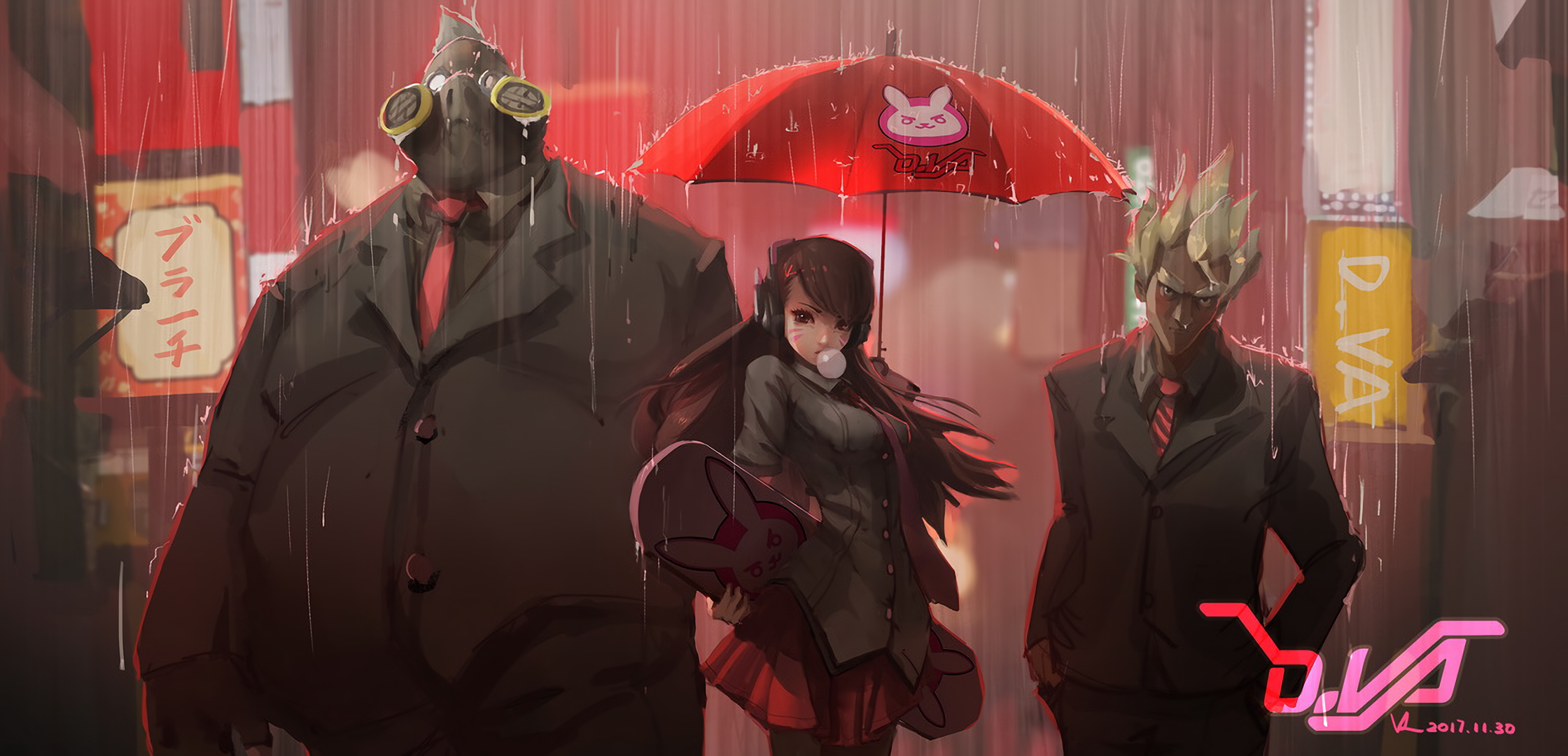 Junkrat Roadhog And D Va - HD Wallpaper 