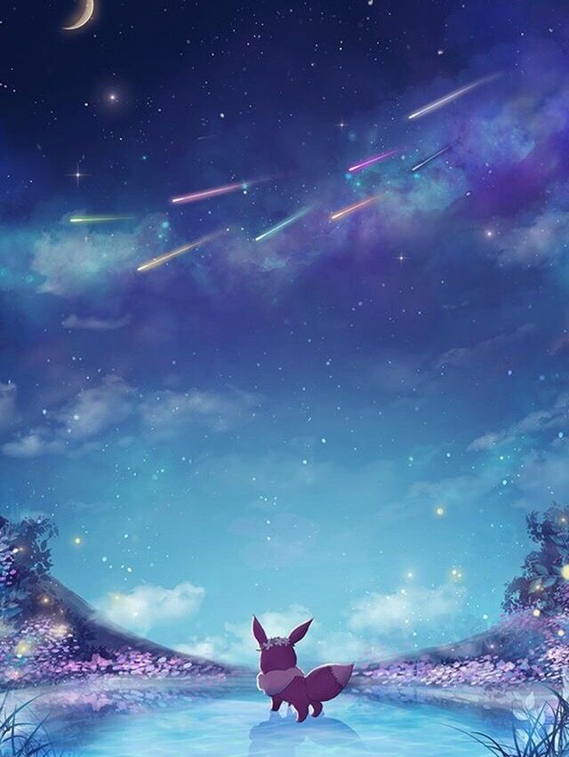 #eevee #pokémon #anime #wallpaper #fantasy #nightsky - Eevee - HD Wallpaper 