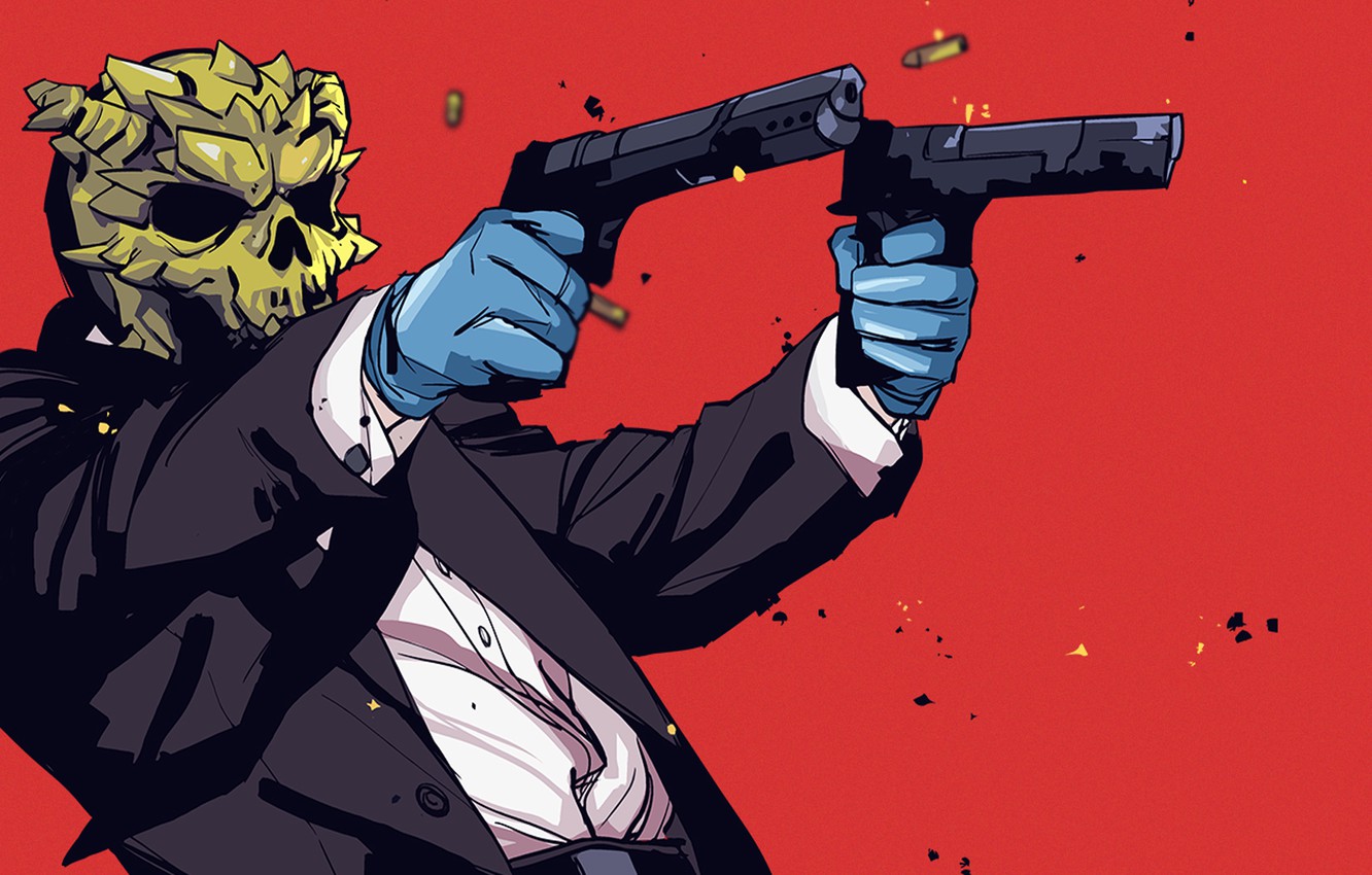 Photo Wallpaper Gun, Mask, Overkill Software, Payday - Le Castle Vania Red Circle - HD Wallpaper 