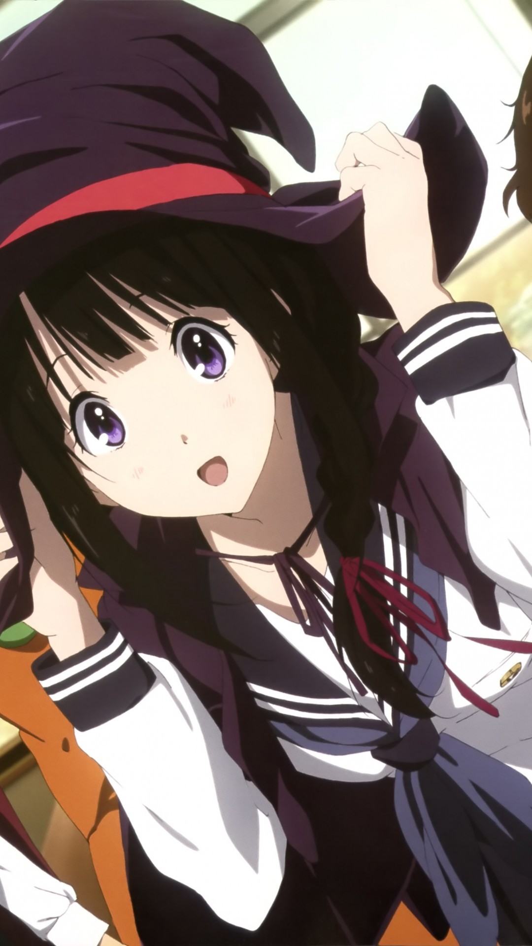 Hyouka, Chitanda Eru, Oreki Houtarou, Fukube Satoshi, - Simple Black Haired Anime Girl - HD Wallpaper 