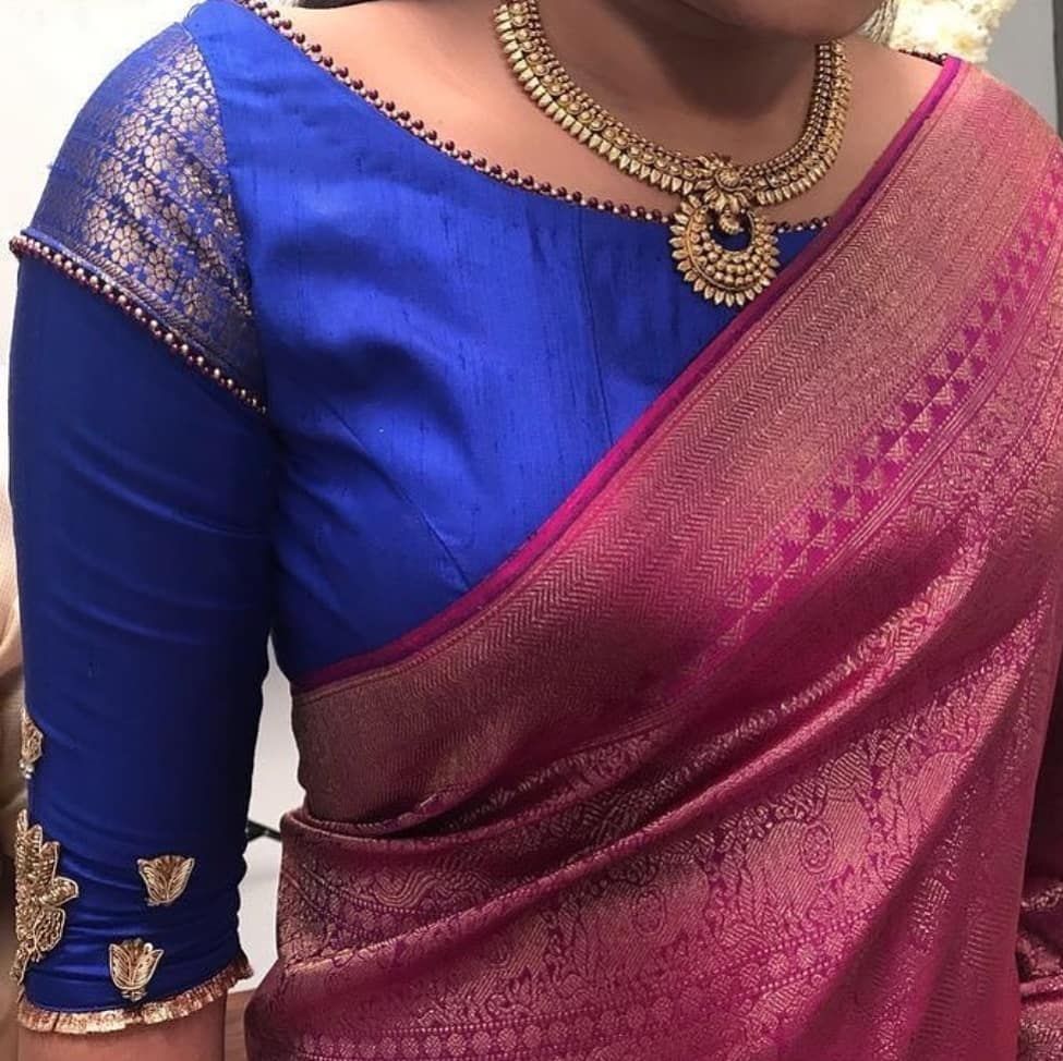 Back Neck Blouse Designs For Silk Saree - HD Wallpaper 