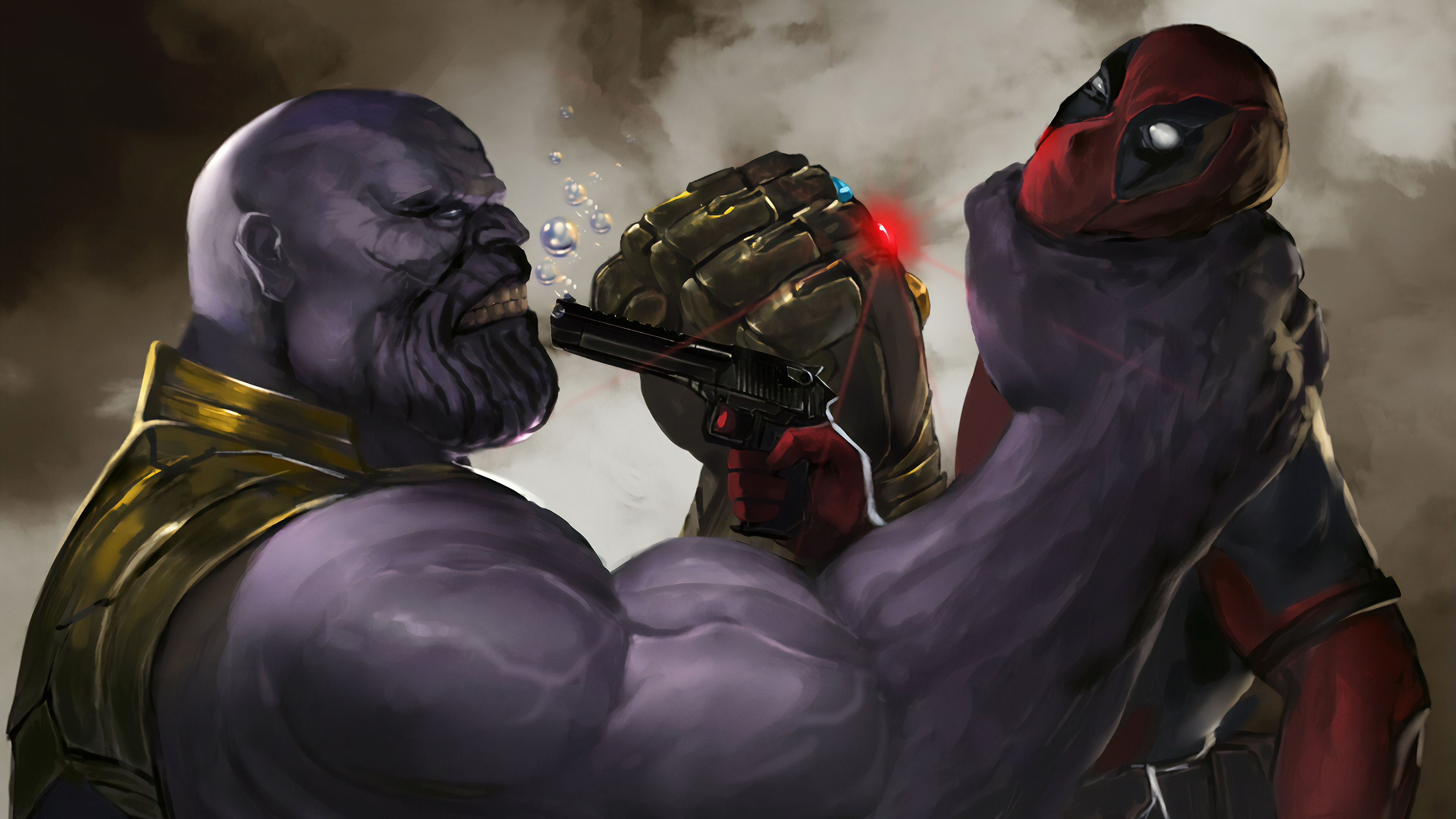 Deadpool 4k Wallpaper Vs Thanos - HD Wallpaper 