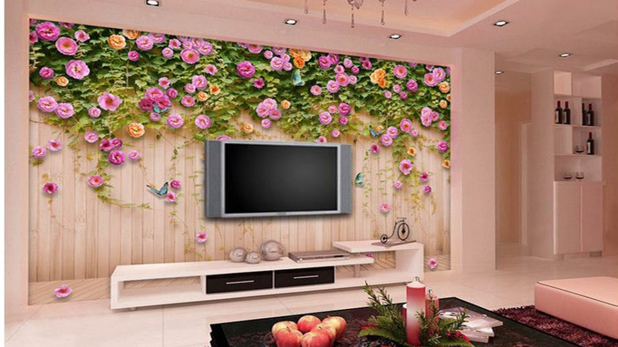 Amazing 7d Wallpaper Design Ideas - Living Room - HD Wallpaper 