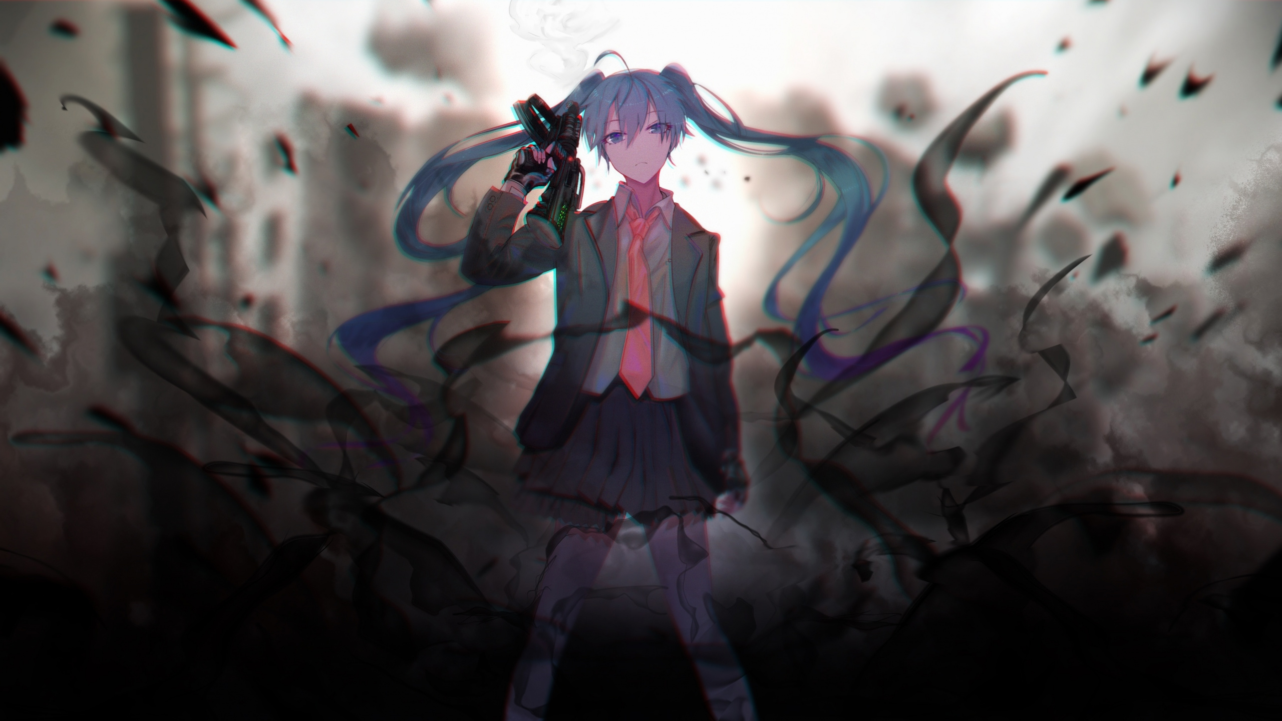 Bad Girl, Hatsune Miku With Gun, Art, Wallpaper - Hatsune Miku Bad Girl - HD Wallpaper 