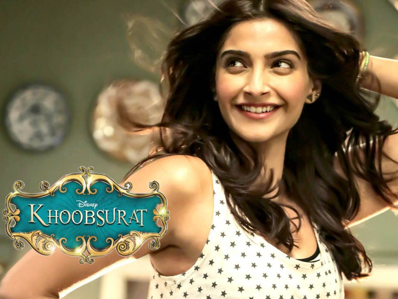 Khoobsurat Wallpapers - Sonam Kapoor And Shahrukh Khan - HD Wallpaper 