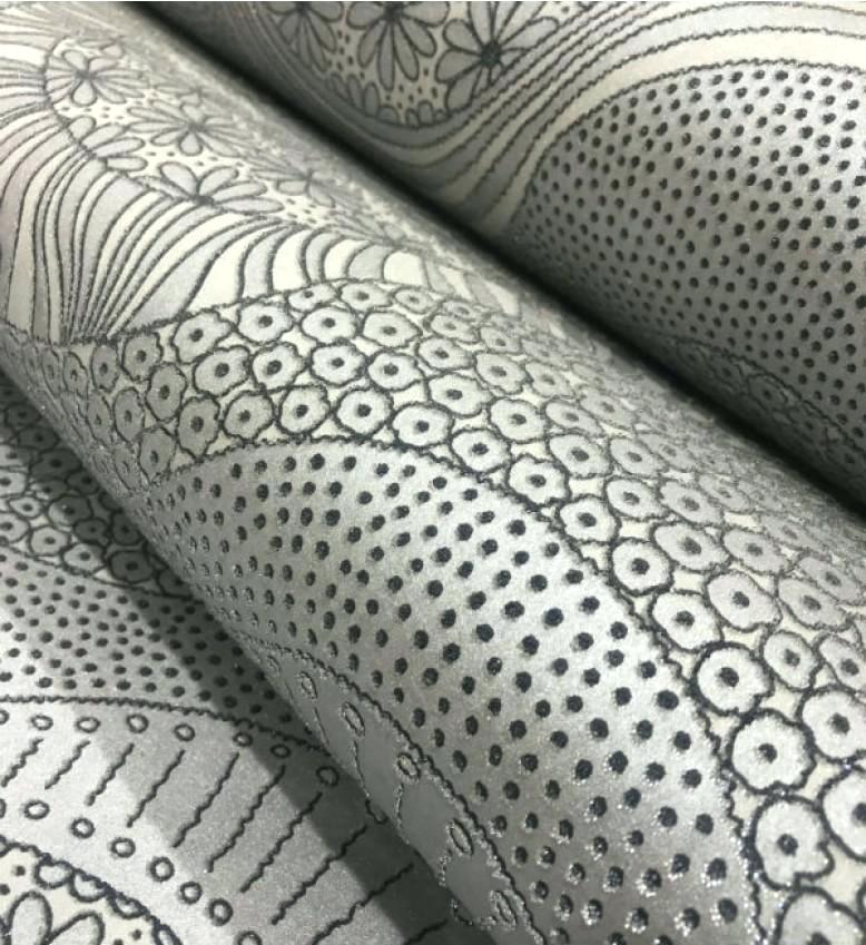 Glass Bead Wallpaper Floral Henna Grey Gold - Duvet Cover - HD Wallpaper 