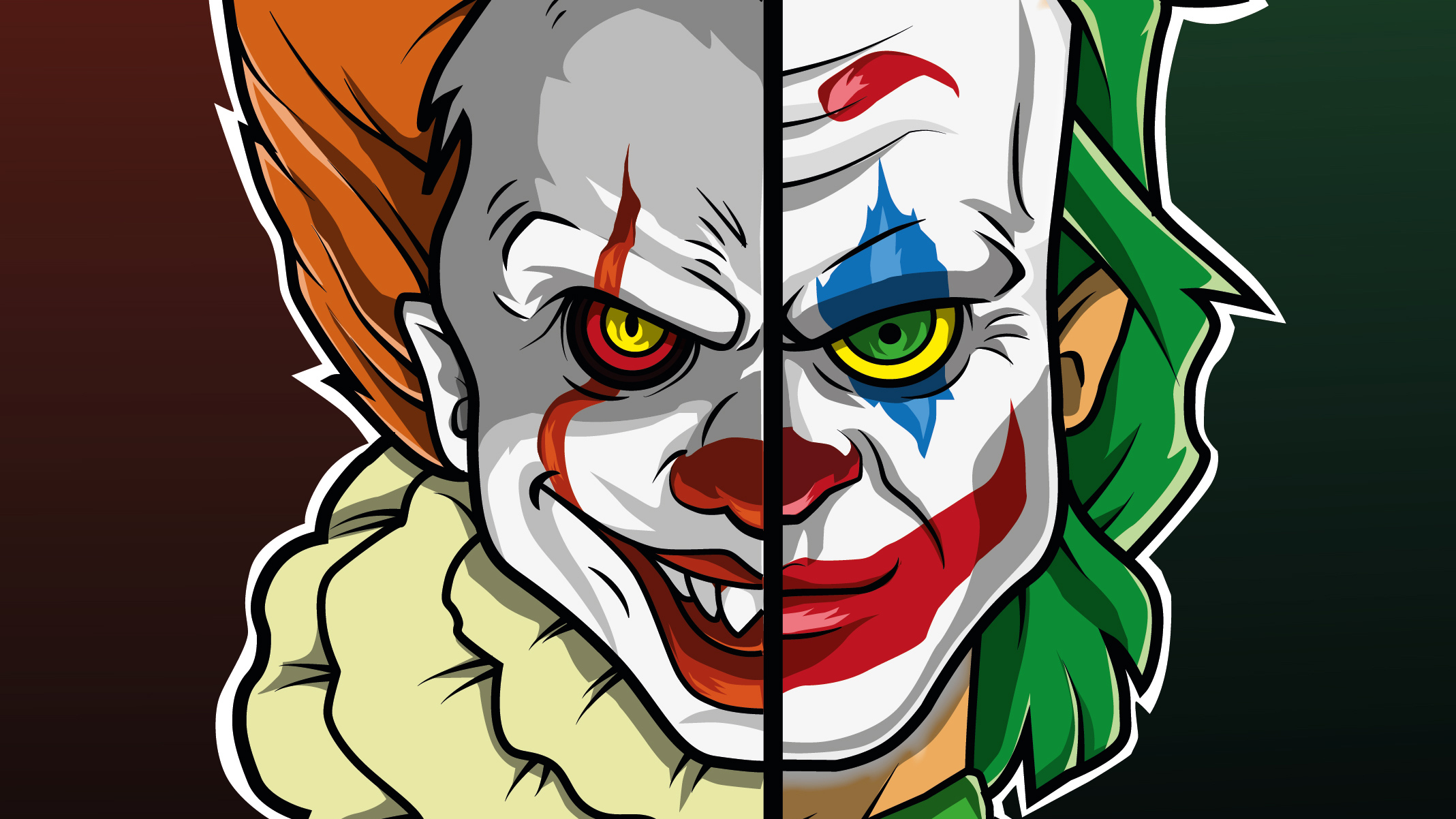Joker And Pennywise Cartoon - HD Wallpaper 