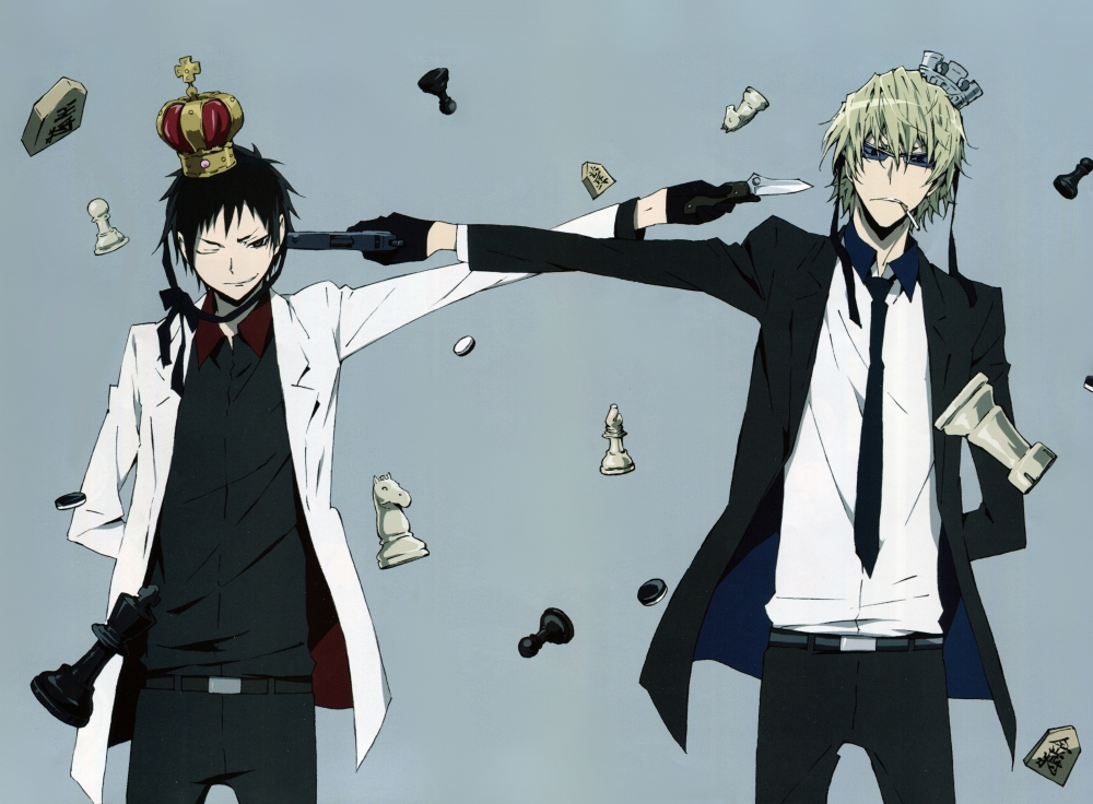 Durarara, Orihara Izaya, Heiwajima Shizuo, Chess, Knife, - Izaya Shizuo Official Art - HD Wallpaper 