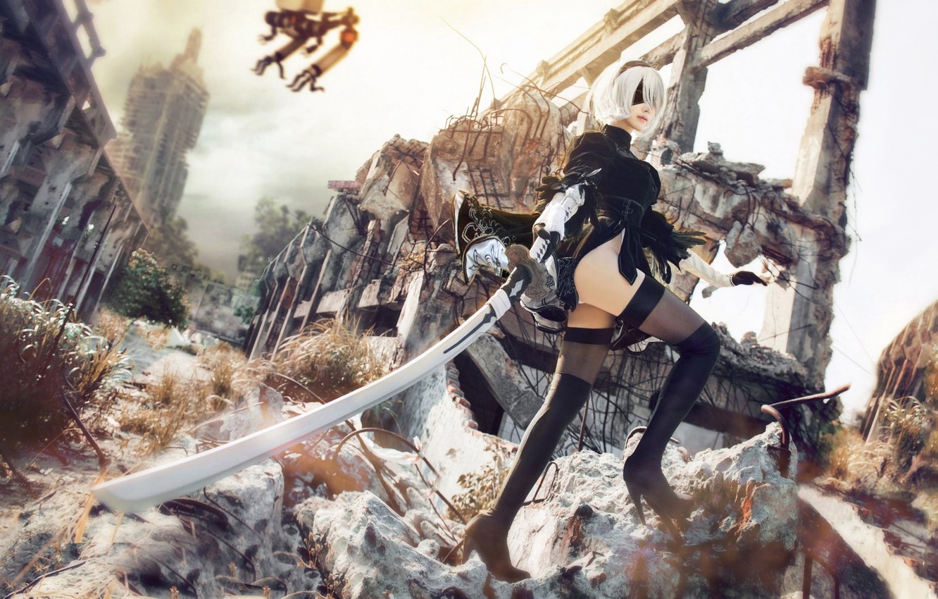 Photo Wallpaper Cosplay, Nier Automata, No - Nier Automata 2b Cosplay - HD Wallpaper 