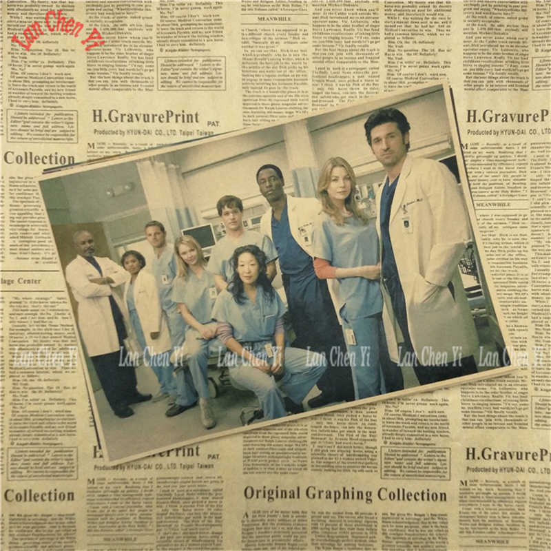 Tv Play Grey S Anatomy Kraft Paper Poster Cafe Creative - Newspaper - HD Wallpaper 