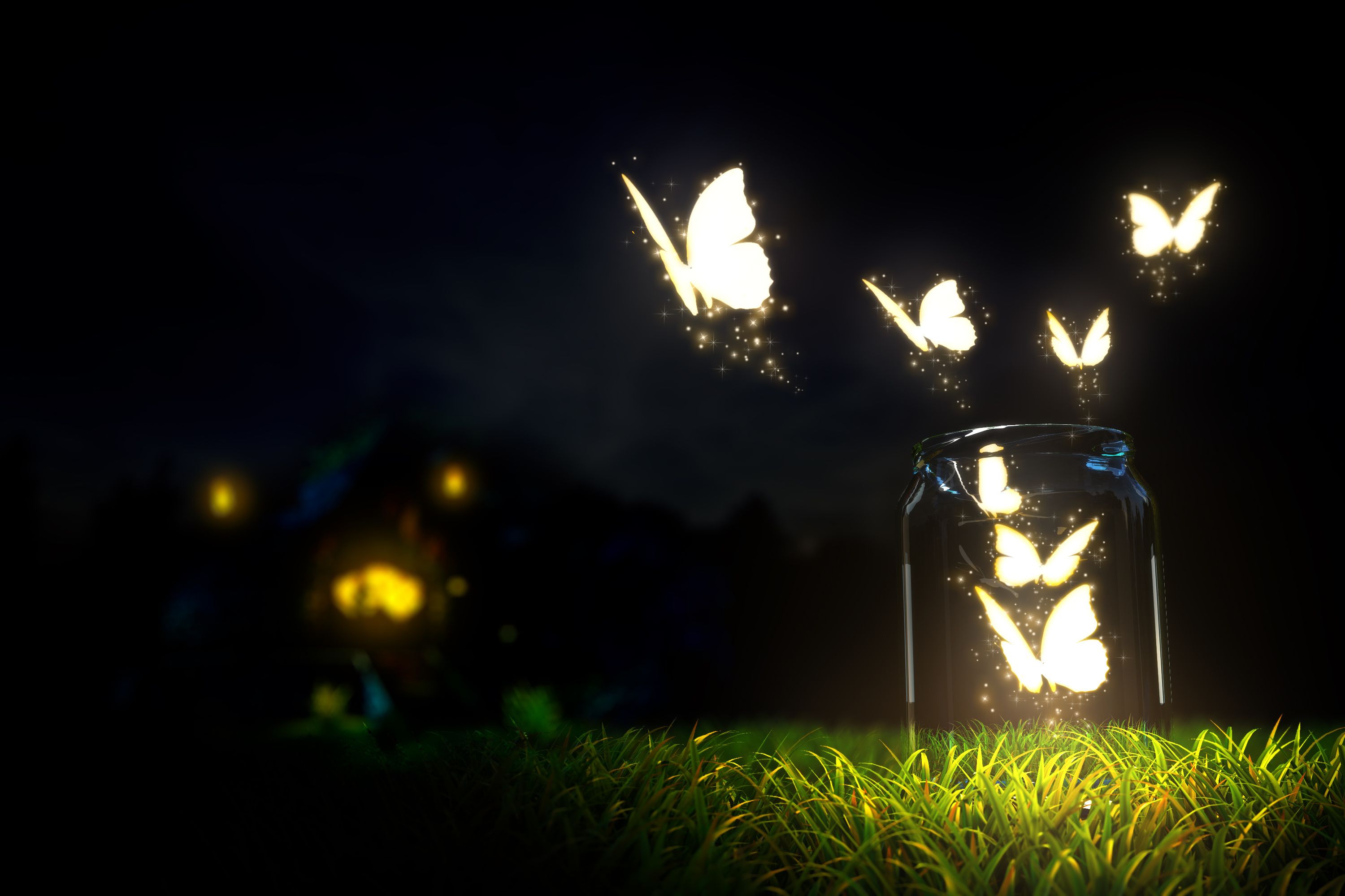 Glowing Butterfly - HD Wallpaper 