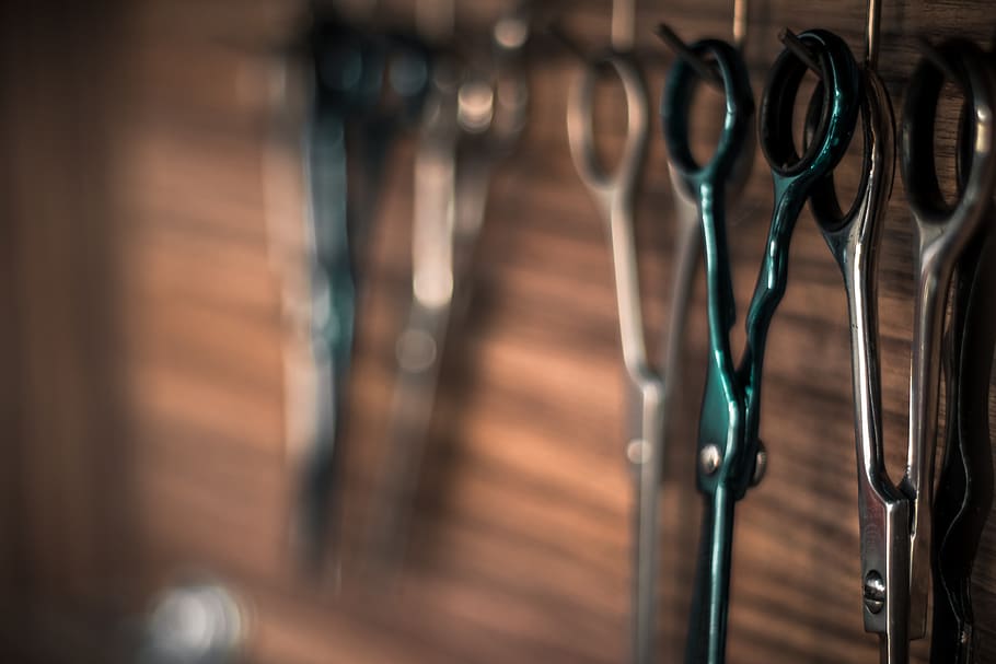 Blue And Silver Scissors, Barbershop, Blur, City, Cut, - Vintage Barber Wallpaper Hd - HD Wallpaper 