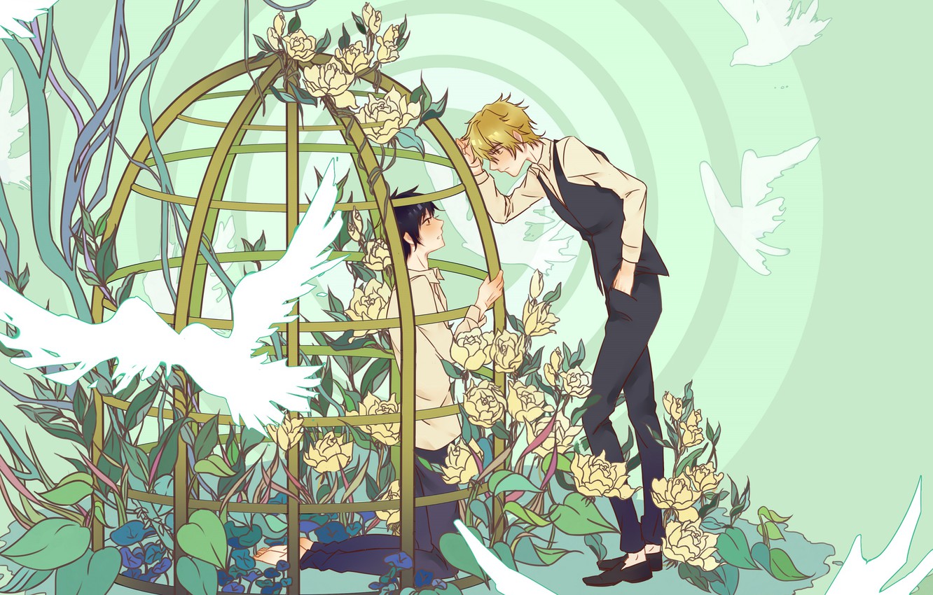 Photo Wallpaper Flowers, Cell, Guys, Durarara, Shizuo - Durarara!! - HD Wallpaper 