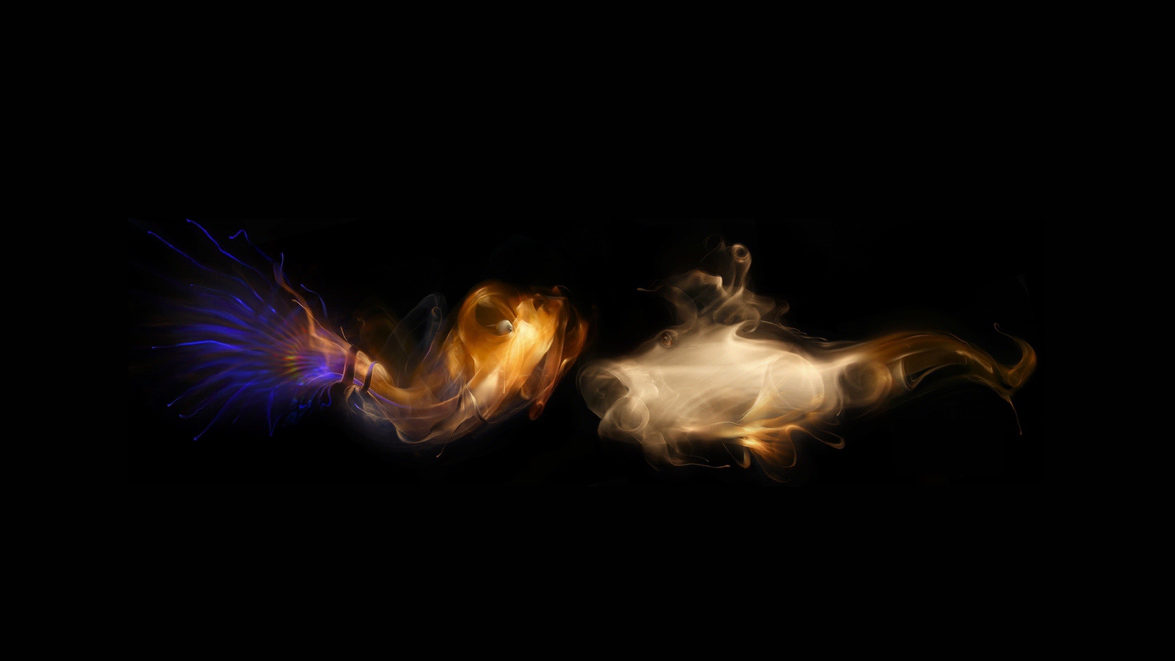 Smoke Dark Backgrounds Light Figure Wallpapers Hd - Fire And Air Art - HD Wallpaper 