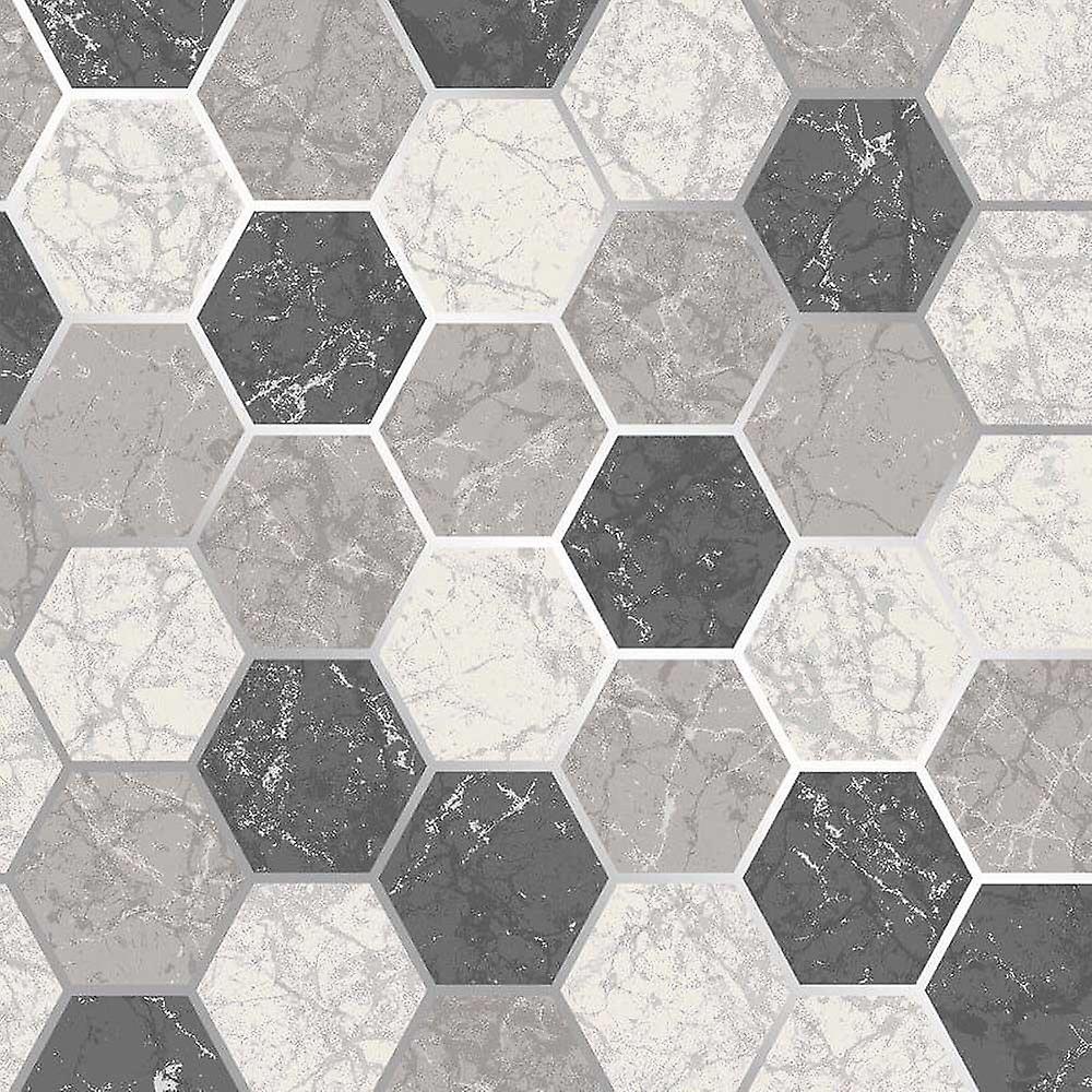 Hexagon Geométrico Mármol Wallpaper Cocina Carbón Blanco - Marble For Kitchen Rose Glod - HD Wallpaper 
