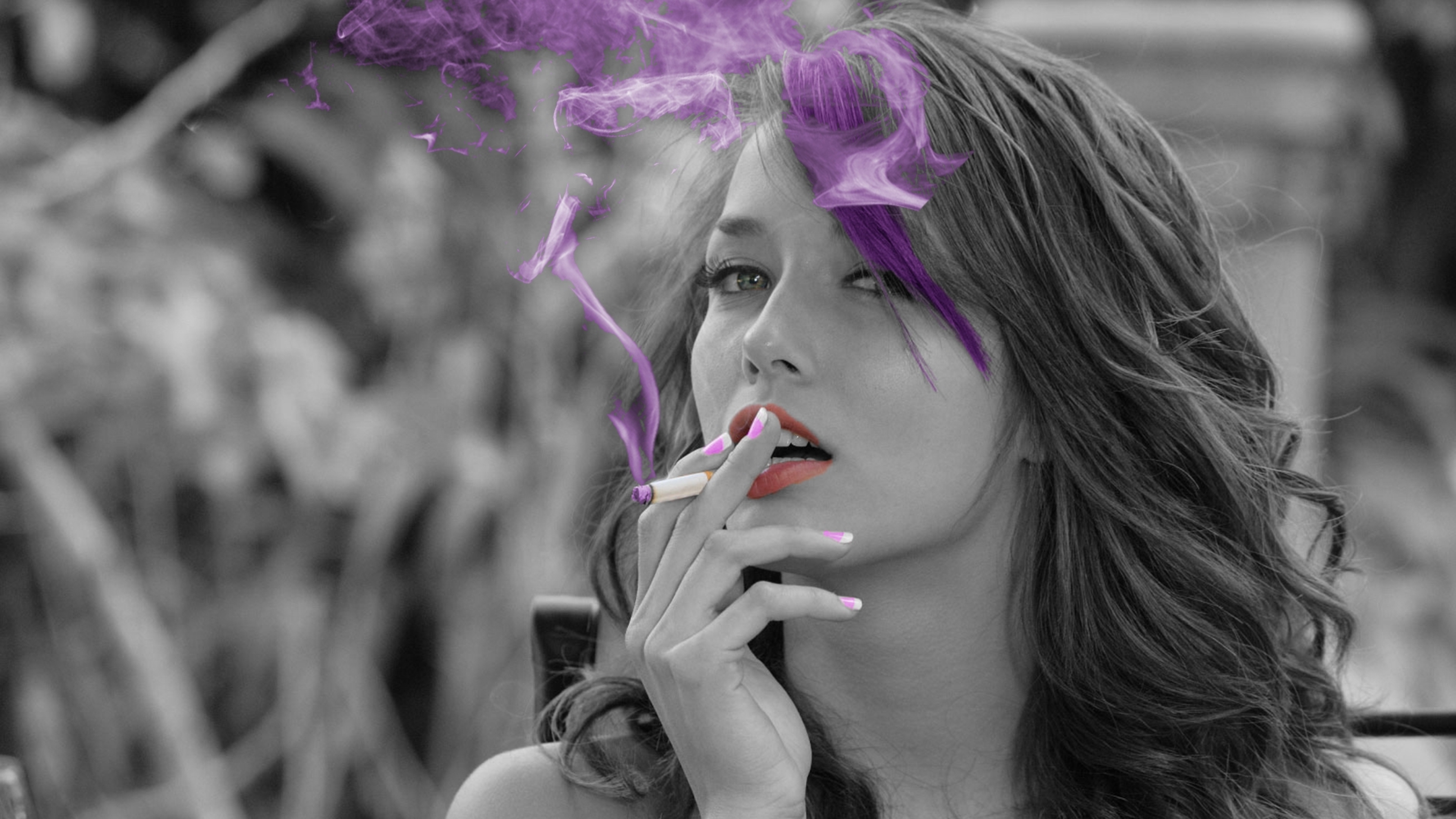 Download Wallpaper Malena Morgan, Girl, Smoke, Lipstick - Girls Smoking Images Hd - HD Wallpaper 