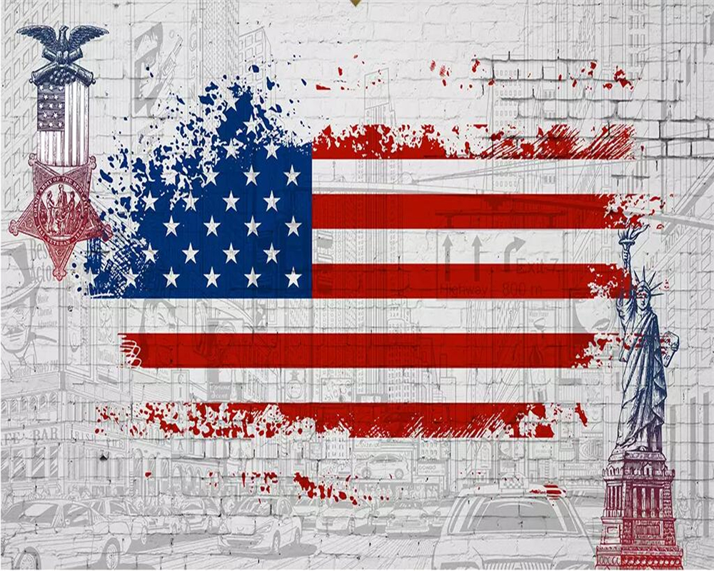 Flag On Statue Of Liberty - HD Wallpaper 