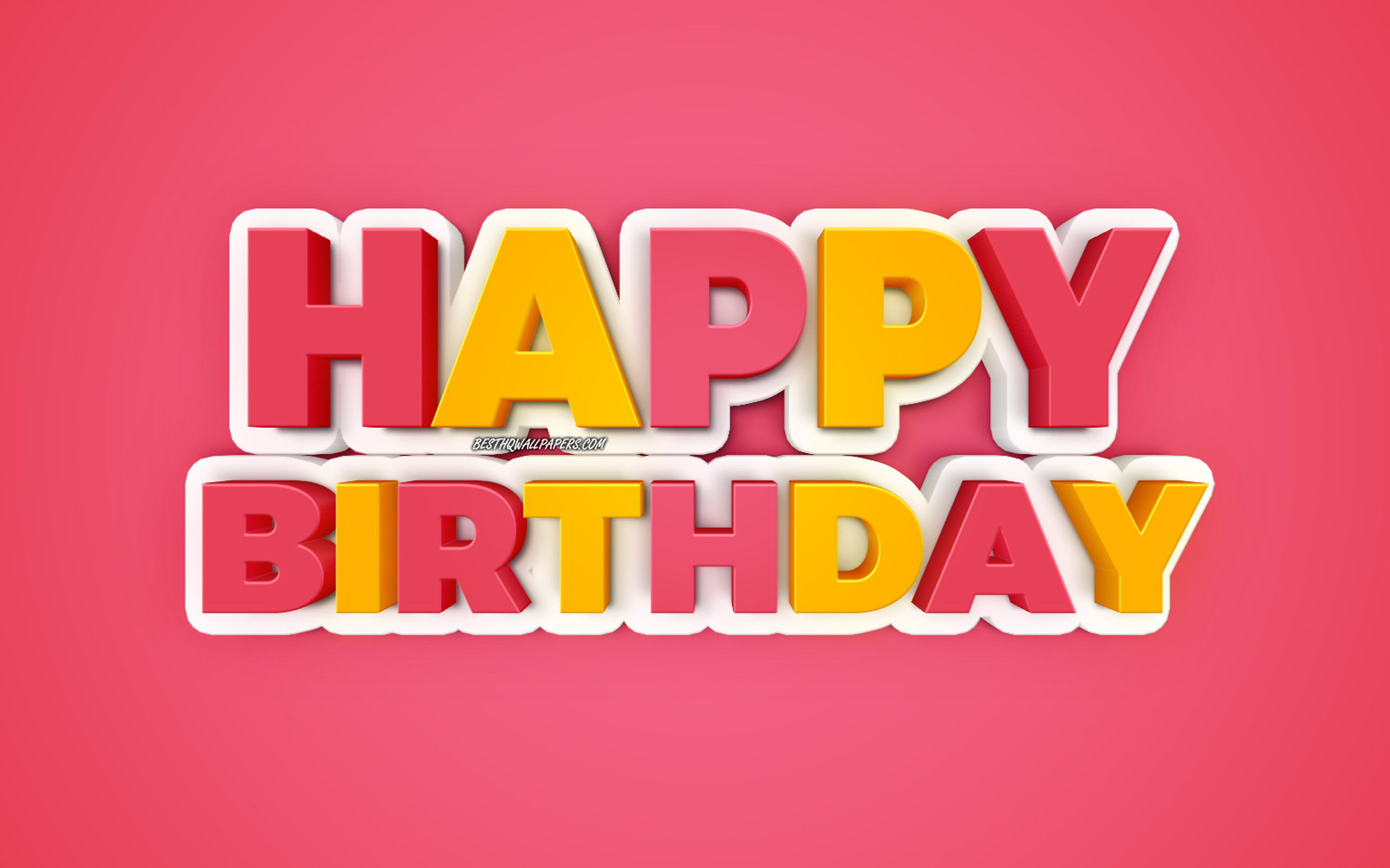 Happy Birthday, Pink Background, 3d Multicolored Letters, - High Resolution Hd Backgrounds Birthday - HD Wallpaper 