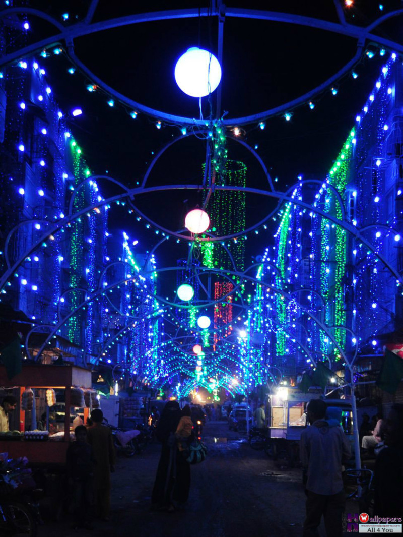 Colourful Lighting At E - Eid Mild Un Nabi - HD Wallpaper 