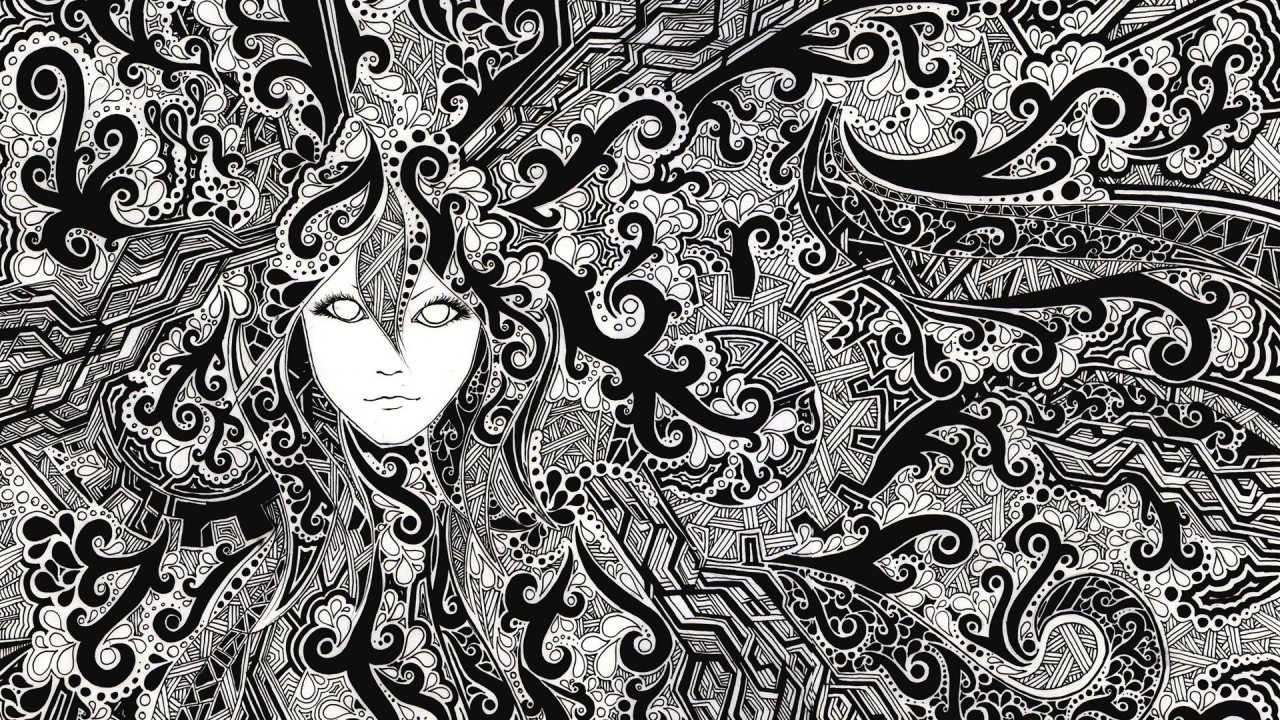 Cara Psicodélico Blanco Y Negro Wallpapers - Psychedelic Art Black And White - HD Wallpaper 