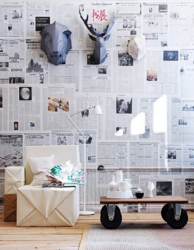 10 Cara Gampang Bikin Wallpaper Kamar, bisa Pakai Lakban - Wall Covered In Papers - HD Wallpaper 