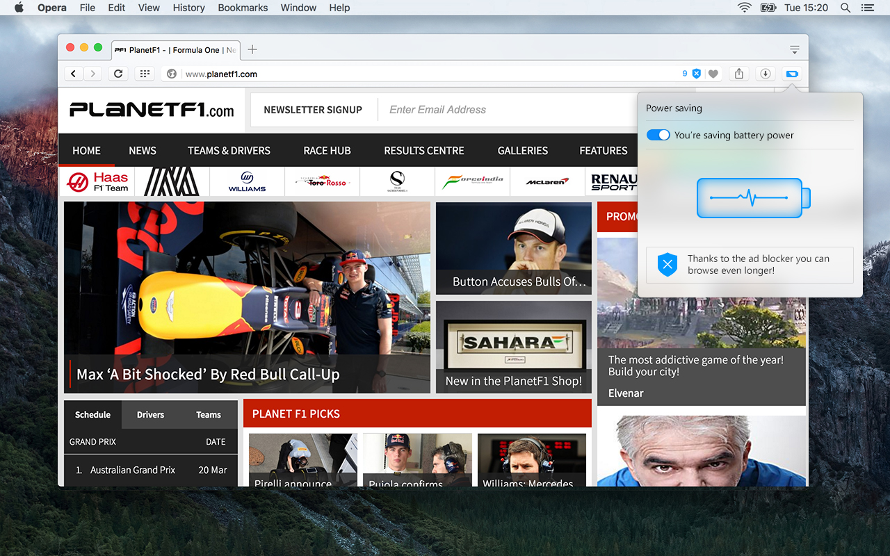 Batter Saver In Opera Browser Extends Your Laptop S - Opera Web Browser Mac - HD Wallpaper 
