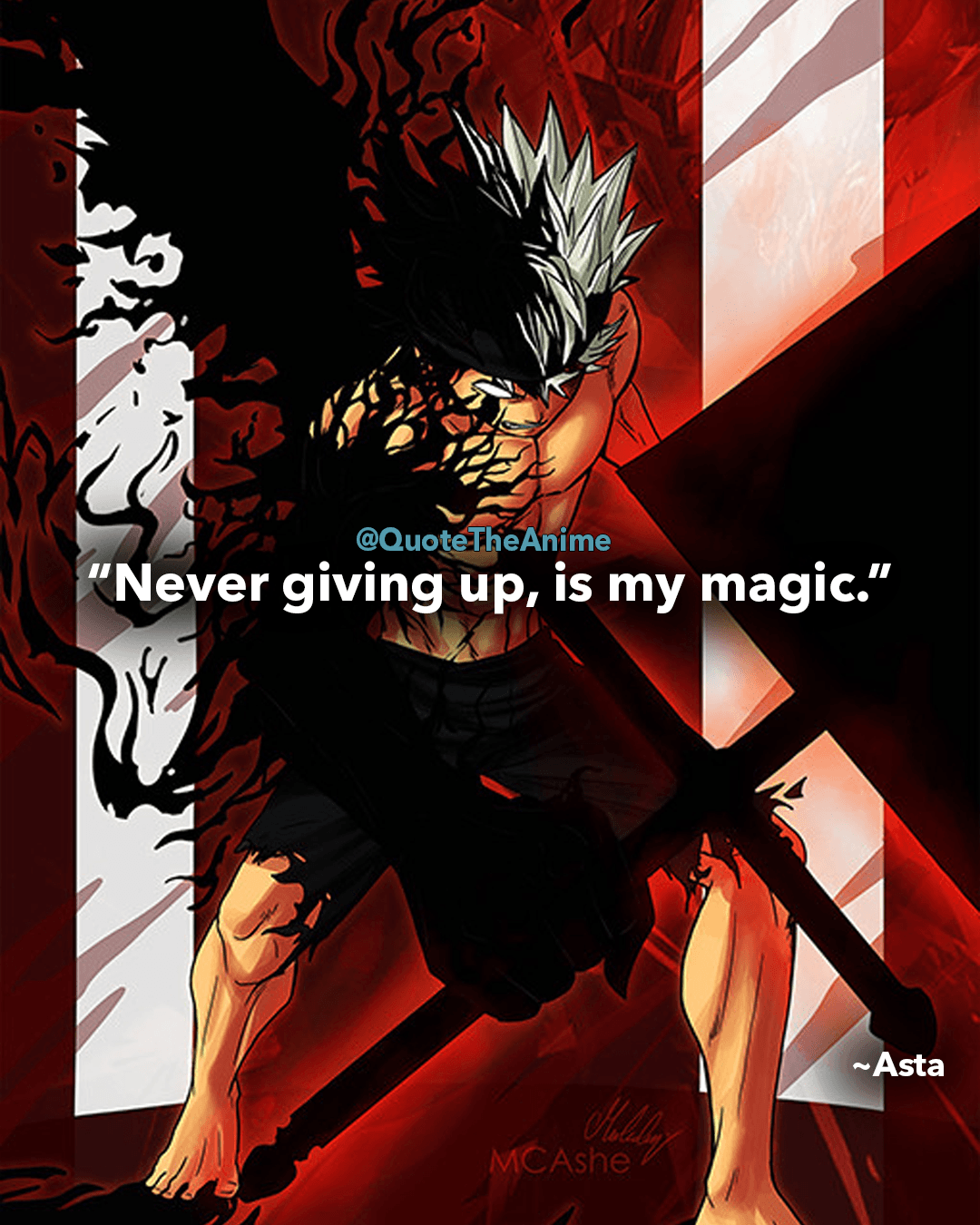 Black Clover Quotes Never Giving Up Is My Magic Asta - Black Clover Asta Demon - HD Wallpaper 