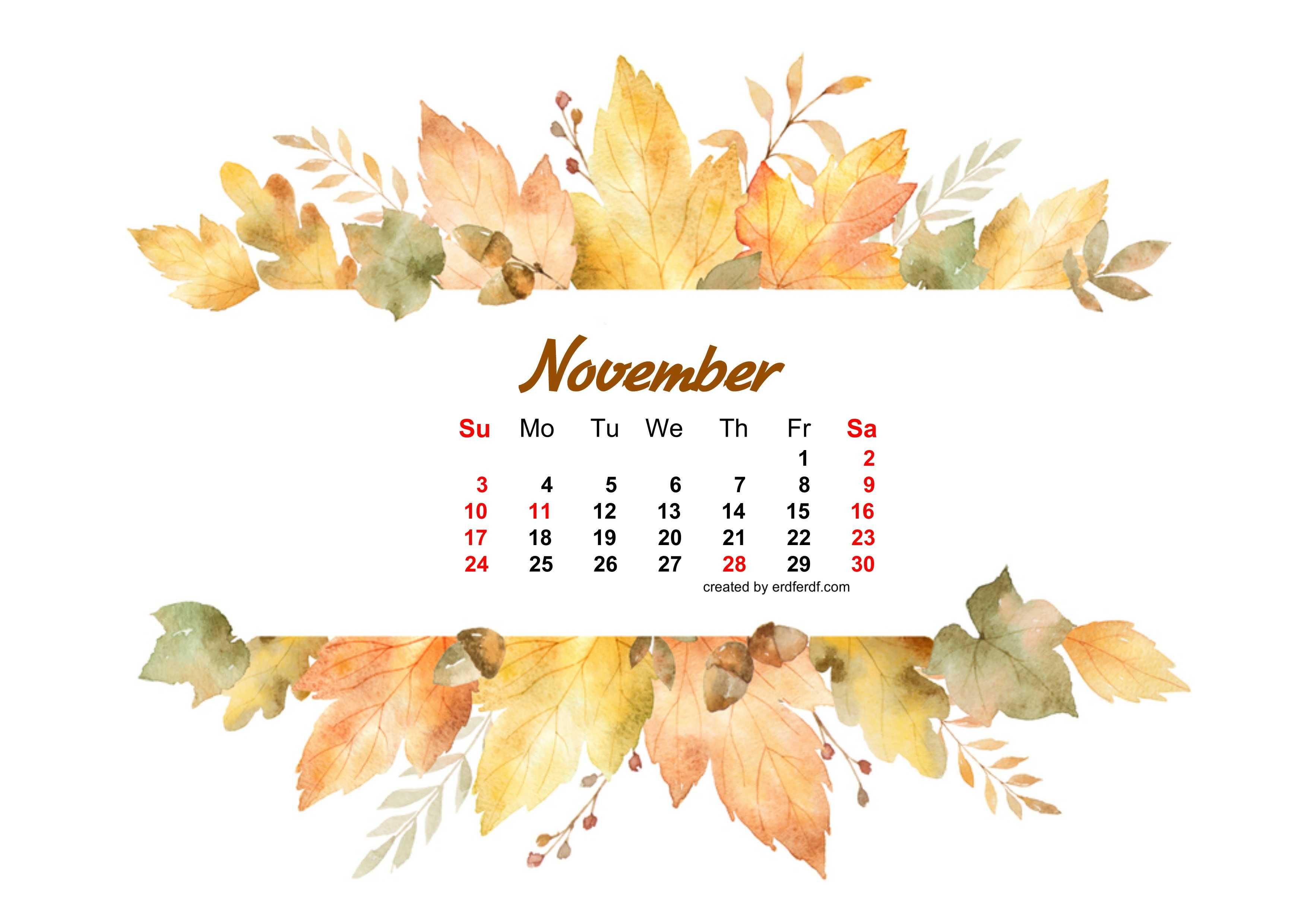 November 2019 Desktop Calendar - HD Wallpaper 