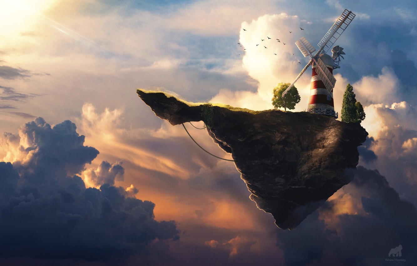 Photo Wallpaper The Sky, Clouds, Music, Mill, Rock, - Feel Good Inc Art - HD Wallpaper 