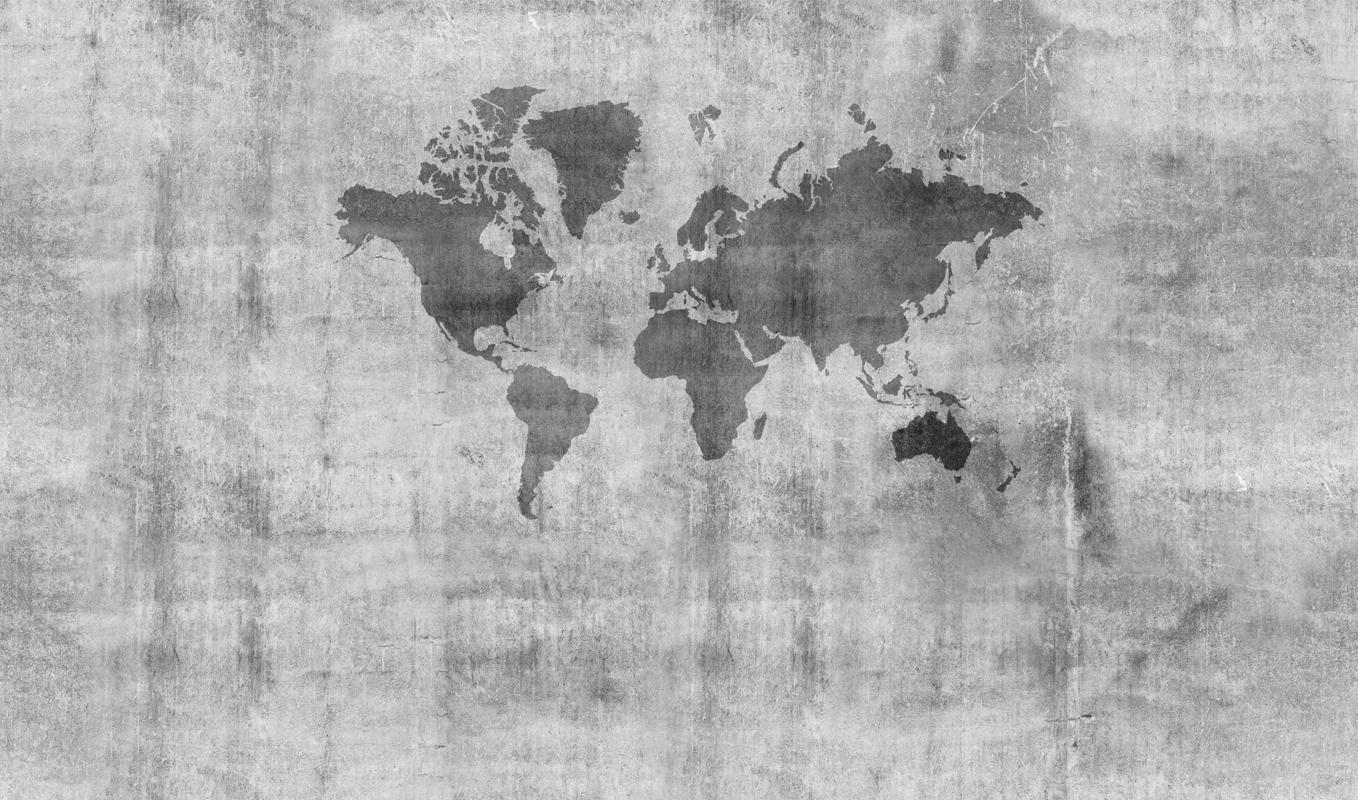Concrete World Map- High Quality Wallpaper From Mr - Grey World Map Wallpaper Bedroom - HD Wallpaper 