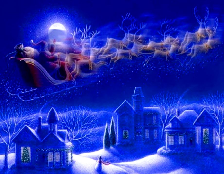 Free Hd Pc Mac Good Night Wallpapers Download - Santa Claus Flying Reindeer - HD Wallpaper 