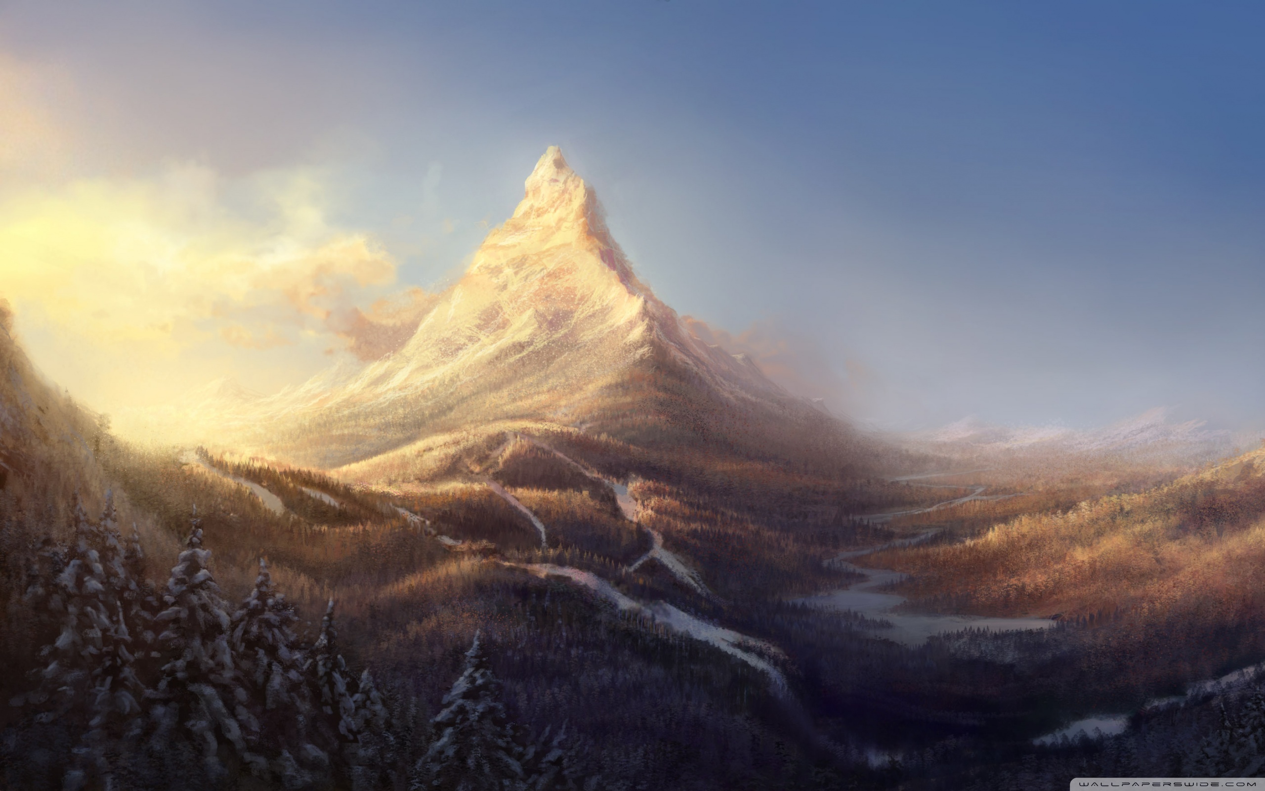 Mountain Paintings - HD Wallpaper 